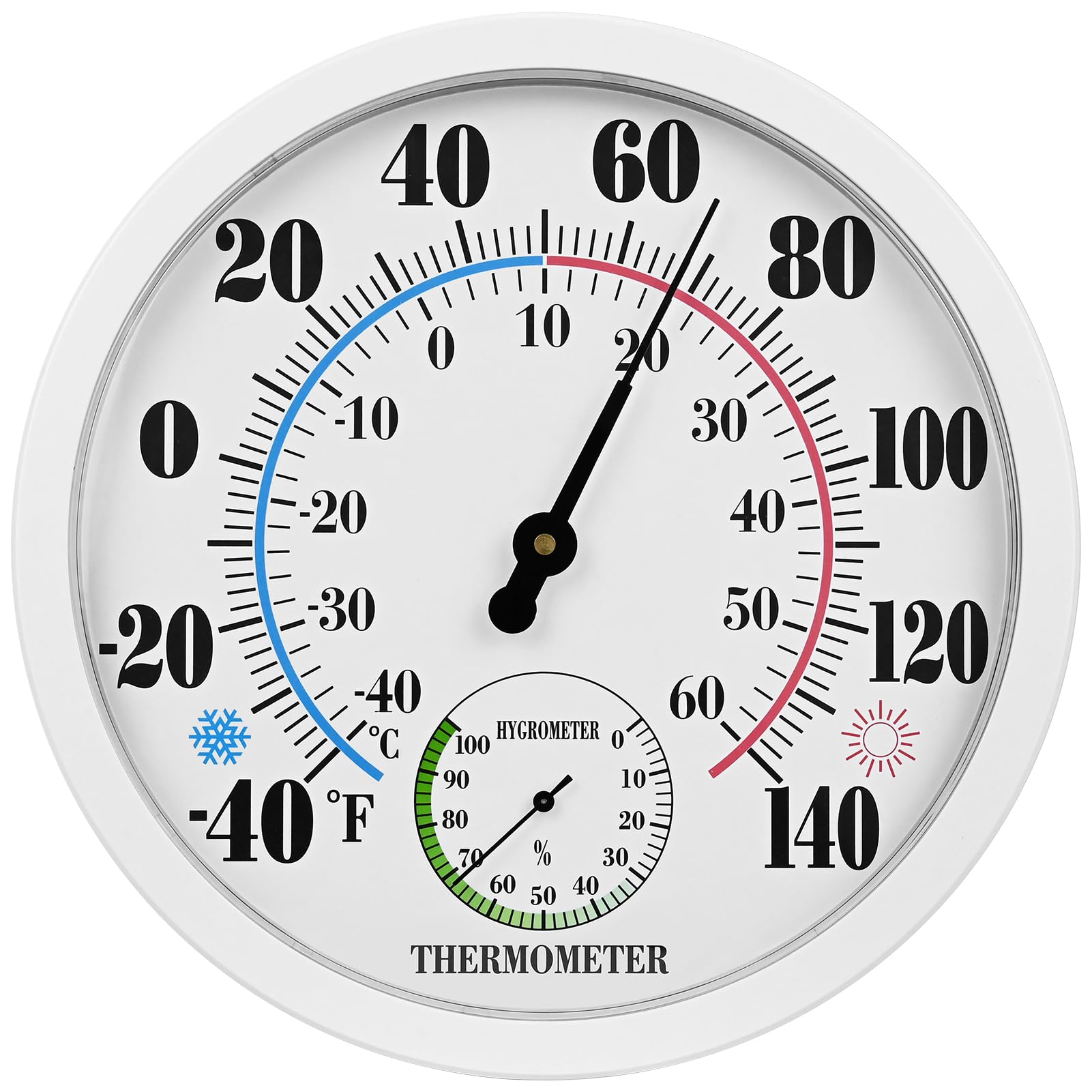 Photo 1 of 10 Inch Indoor Outdoor Thermometer Hygrometer Combo, Large Dial Analog Temperature Humidity Gauge, Wall Mount Weather Thermometer for Home Patio Greenhouse Garage Room