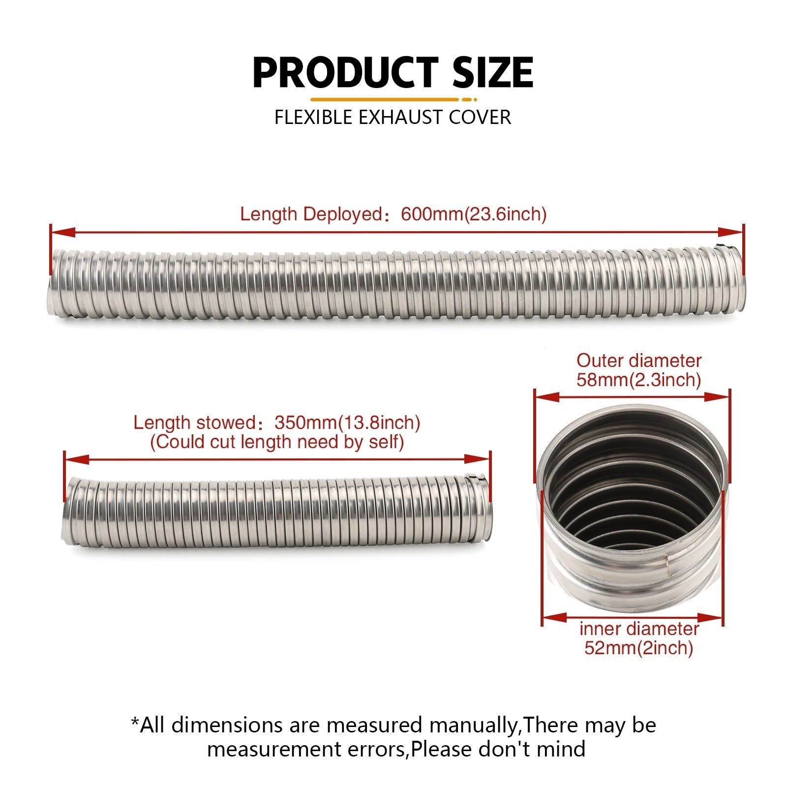 Protezione Tubo Scarico Moto Protezione Tubo marmitta Flessibile cromata per Scarico Adatta per Harley Knucklehead Panhead FL El Paracalore Scarico Moto(2PCS)
