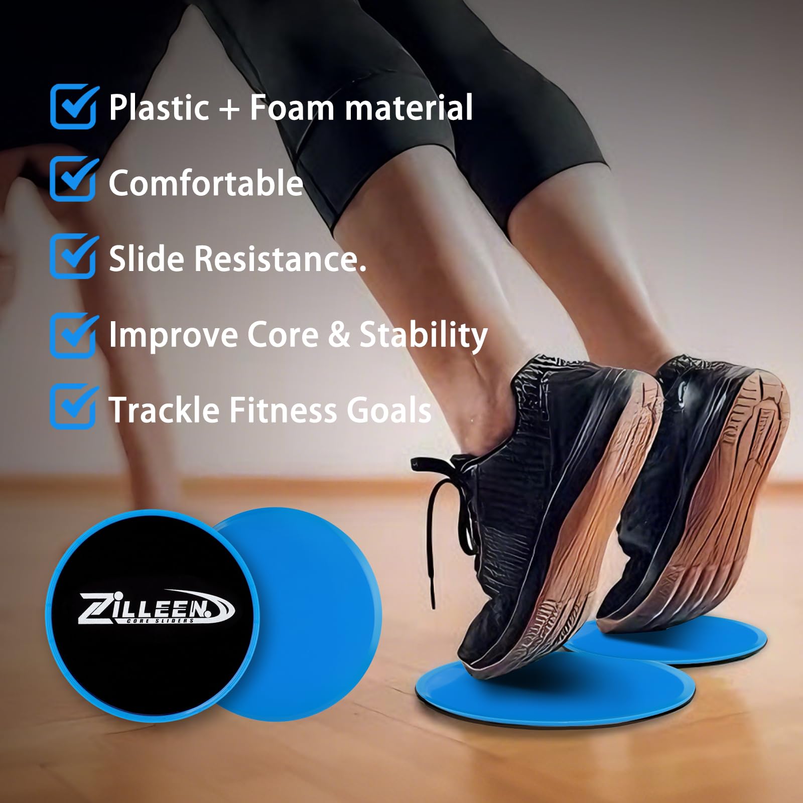 ZILLEEN Exercise Sliders for Working Out Fitness Discs for Pilates Women Men, 2 Pack