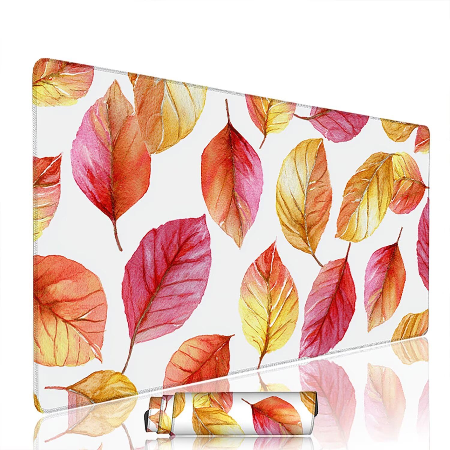 Czerwona podkładka pod mysz pod mysz pod mysz do gier XXL 1200 x 600 x 3 mm podkładka pod mysz gumowa liście duża podkładka pod mysz dla graczy akcesoria wodoodporne PC, do klawiatury laptopa w-3611