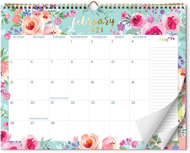 S&O Watercolor Floral Wall Calendar 2023 Goes to June 2024 - Tear-Off Monthly Calendar-18 Month Academic Wall Calendar 2023-2024-Hanging Calendar to Track for Anniversaries & Appointments-10.5x13.5in