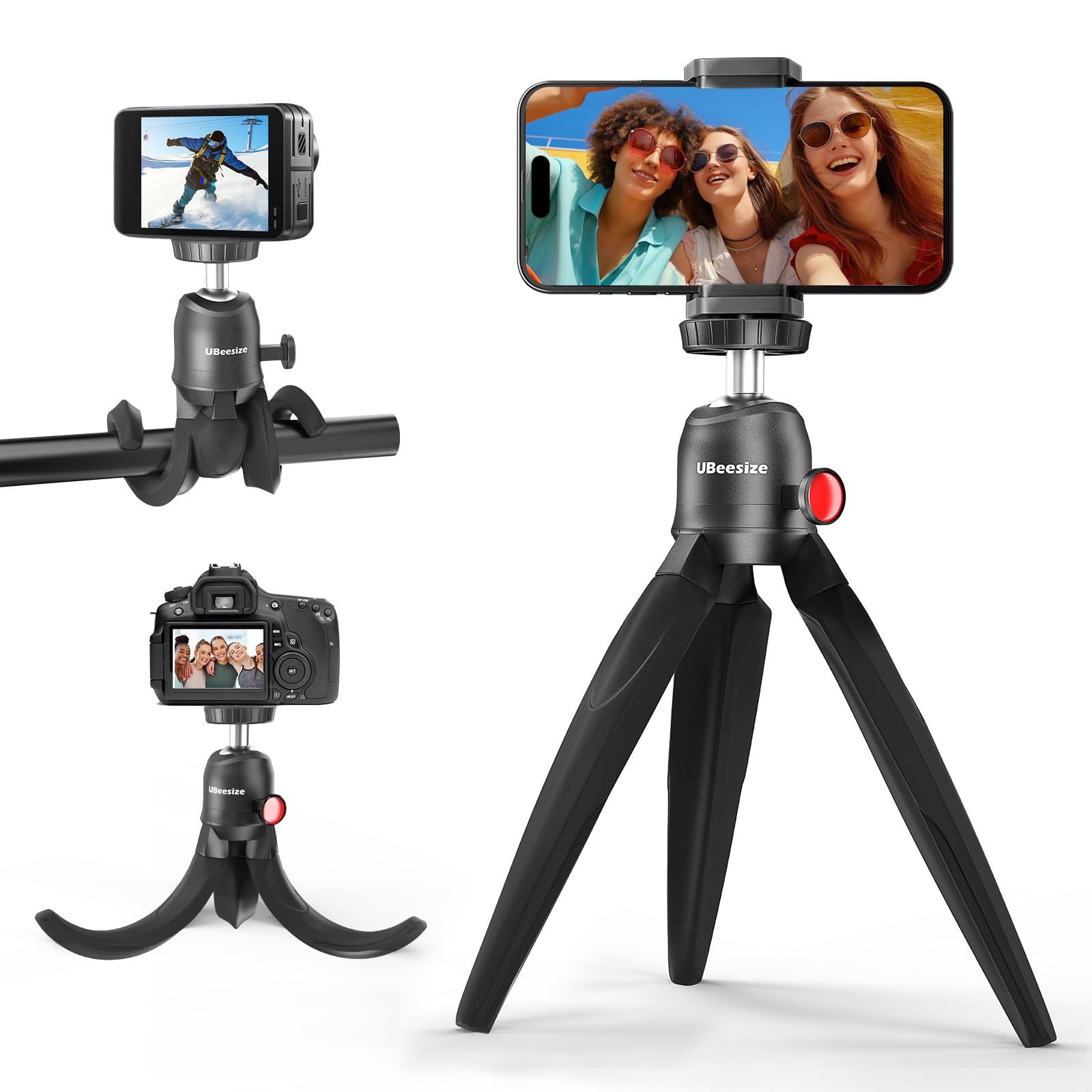 UBeesize Flexible Tripod for iPhone and Samsung with Remote and Phone Holder, Ideal for Video Recording, Vlogging, and Selfies, Compatible with Canon