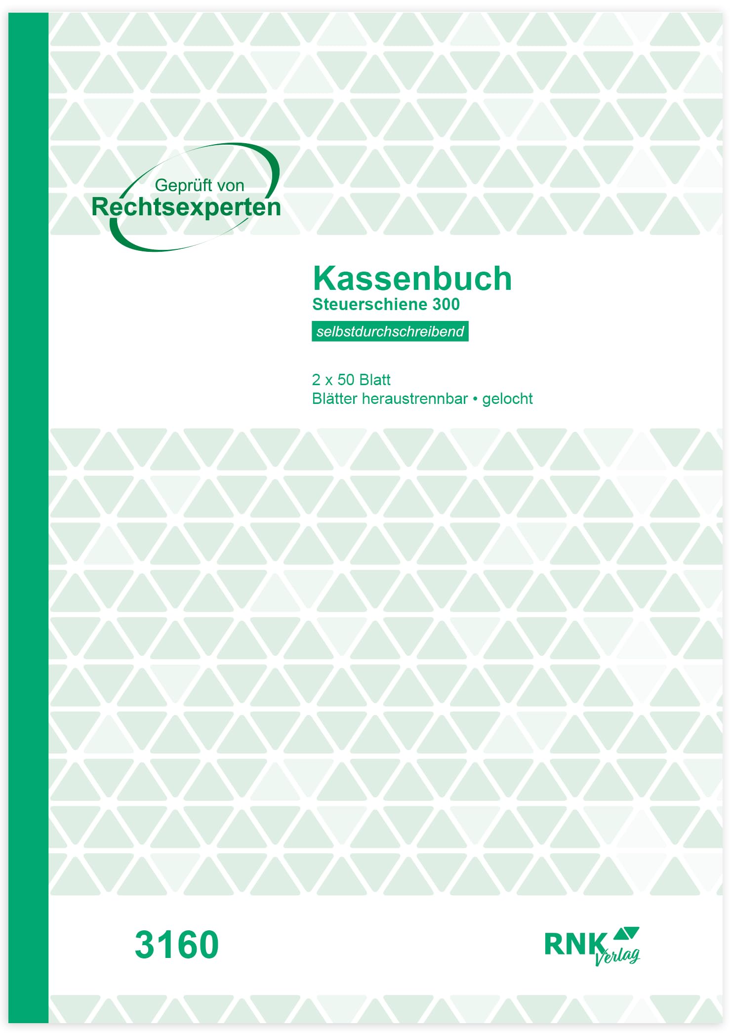 RNKVERLAG- EDV-Kassenbuch mit DATEV gerechtem Aufbau, im DIN A4 Format, perforiert, selbstdurchschreibend, Kassenbuch mit 2 x 50 Blatt (1x Weiß, 1x Durchschrift in Gelb), 1 Stück