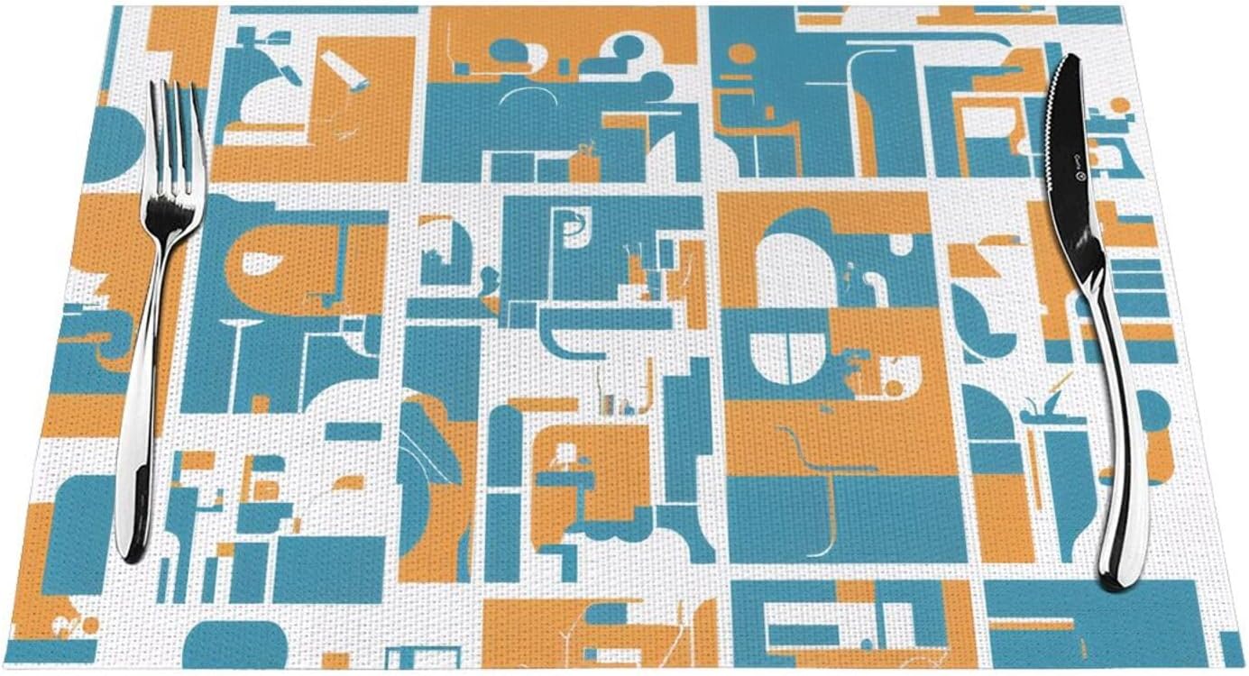 Middle Ages Pattern Placemats PVC Placemat Washable Wipeable Woven Dinner Mats for Dining Table Kitchen Decor