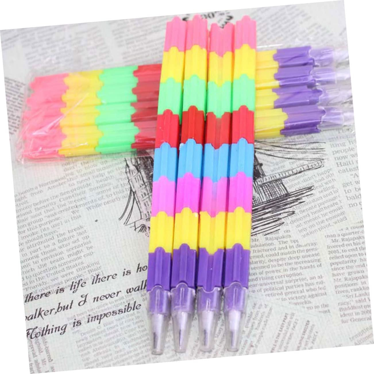JOINPAYA Fun Pencil Set for Boys and Girls 10 Pcs 12 Colors Block Crayons 25 Pcs 8 Colors Block Pencils for School Home