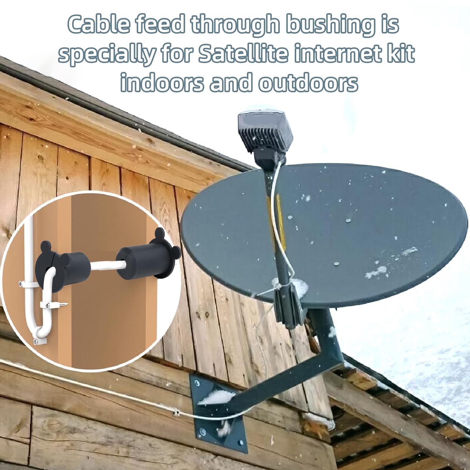 Ethernet Cable Bushing, 25.4mm Protective Ethernet Cable Wall Grommet for 1 Inch Hole (Black)