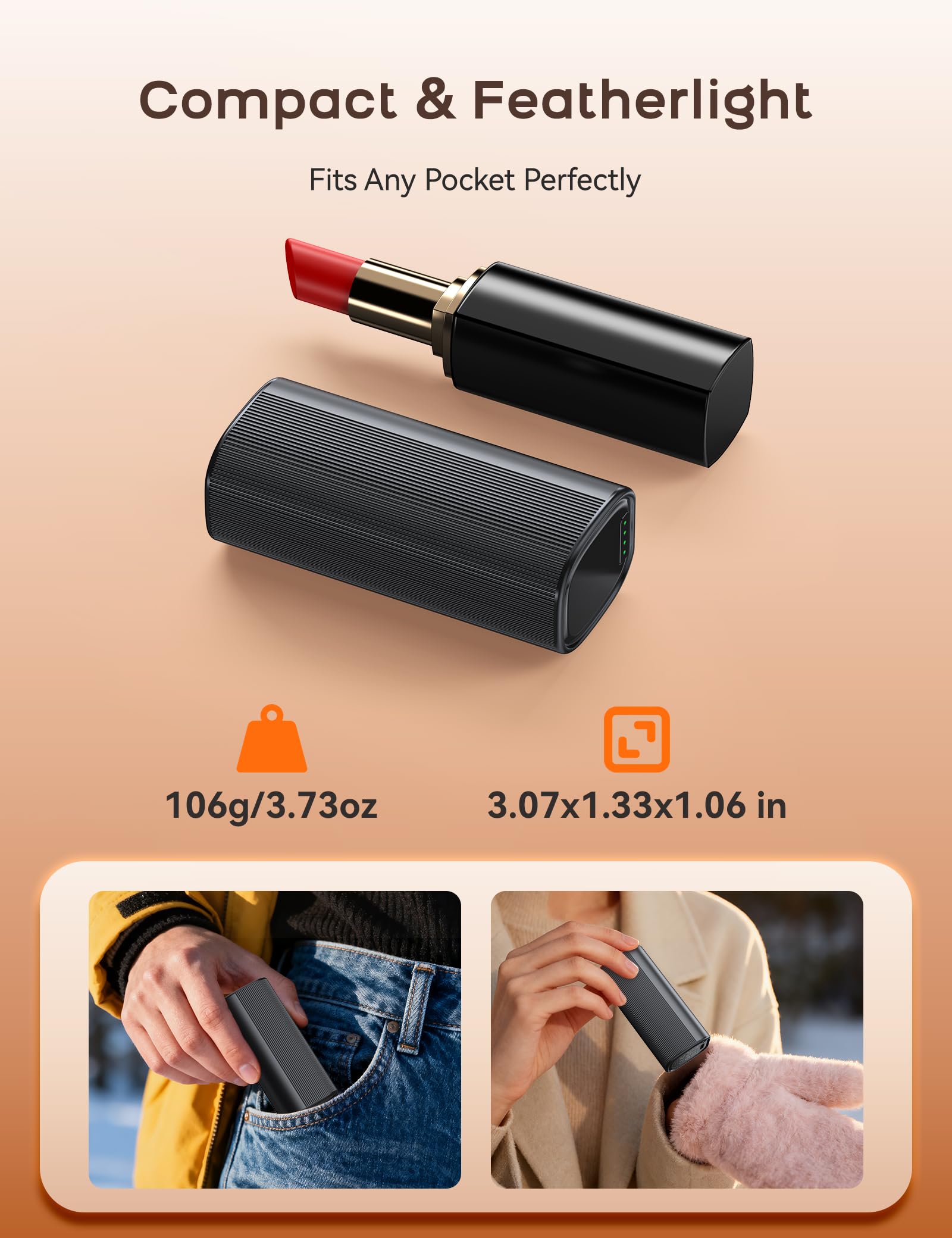 RORRY Chauffe-mains rechargeable, 10 000 mAh