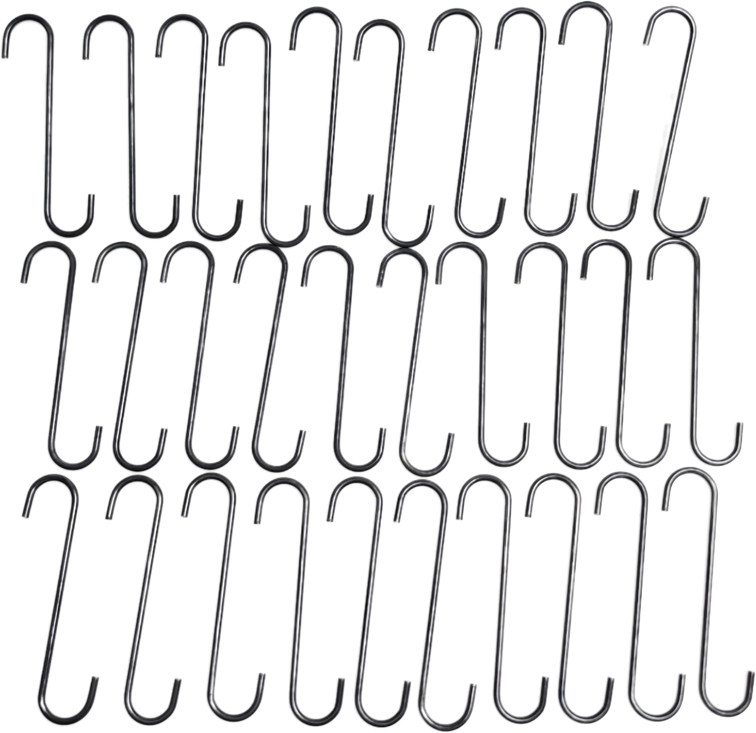30 Pack 6 Inch Metal Heavy Duty S Hooks for Powder Coating & Paint, 0.18" Wire Steel Hanging Hooks (80lbs Capacity), Heat Resistant Utility Hangers for Spray Painting, Plating & Industrial Use