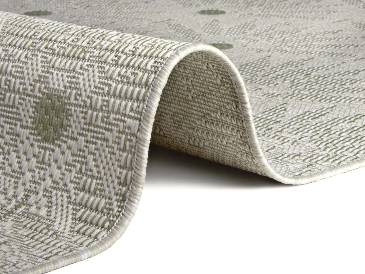 HANSE Home Bornéo Tapis en Tissu Plat pour l'intérieur et l'extérieur - Couleurs : Vert/crème - Dimensions : 200 x 290 cm