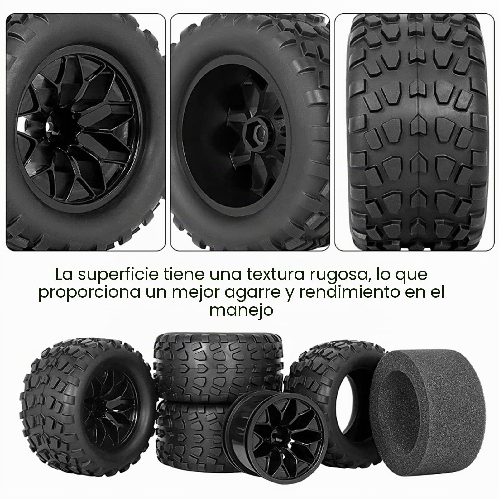 Ruedas Y Neumáticos RC, Resistencia a la Abrasión de Alto Rendimiento 4PCS 12mm Hex RC Car Neumáticos de Goma Y Ruedas de Plástico para 1/10 RC Truck para Traxxas, para Estampado, para Rustler