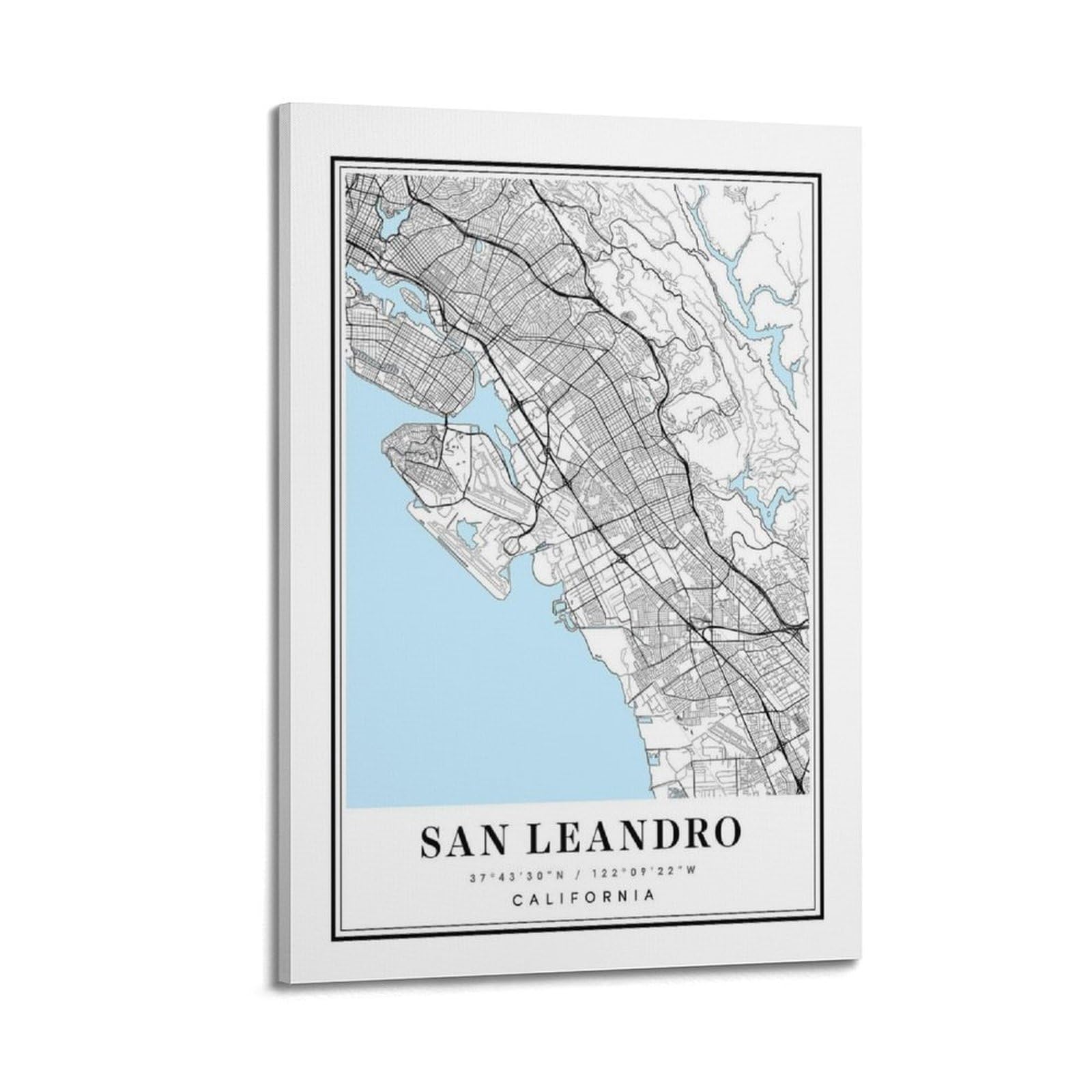 xiaoxiaoshen San Leandro California Map Canvas Poster Wall Art Prints Room Aesthetic Murals Bedroom And Living Decorations 24x36inch(60x90cm)