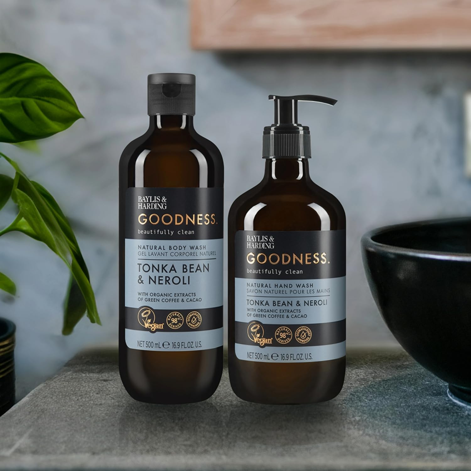 Baylis & Harding Liquid Body Wash Soap, Goodness, Tonka Bean & Neroli, 16.9oz/500ml (3-Pack)