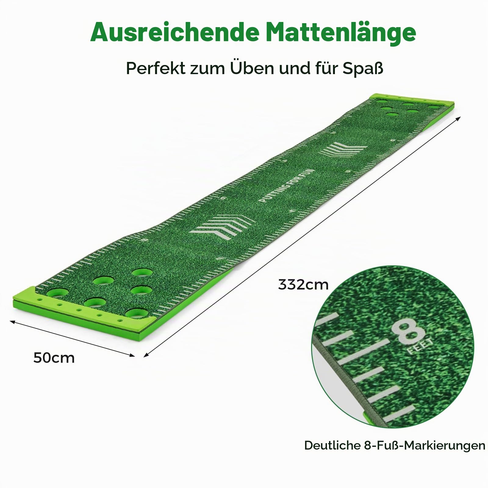 LIFEZEAL Faltbare Golfmatte, Schlagmatte mit 12 Löchern, Hitting Mat mit 2 Teleskop-Golfschlägern, 6 Bällen, Tasche, Golf Puttingmatte für Profis und Fans