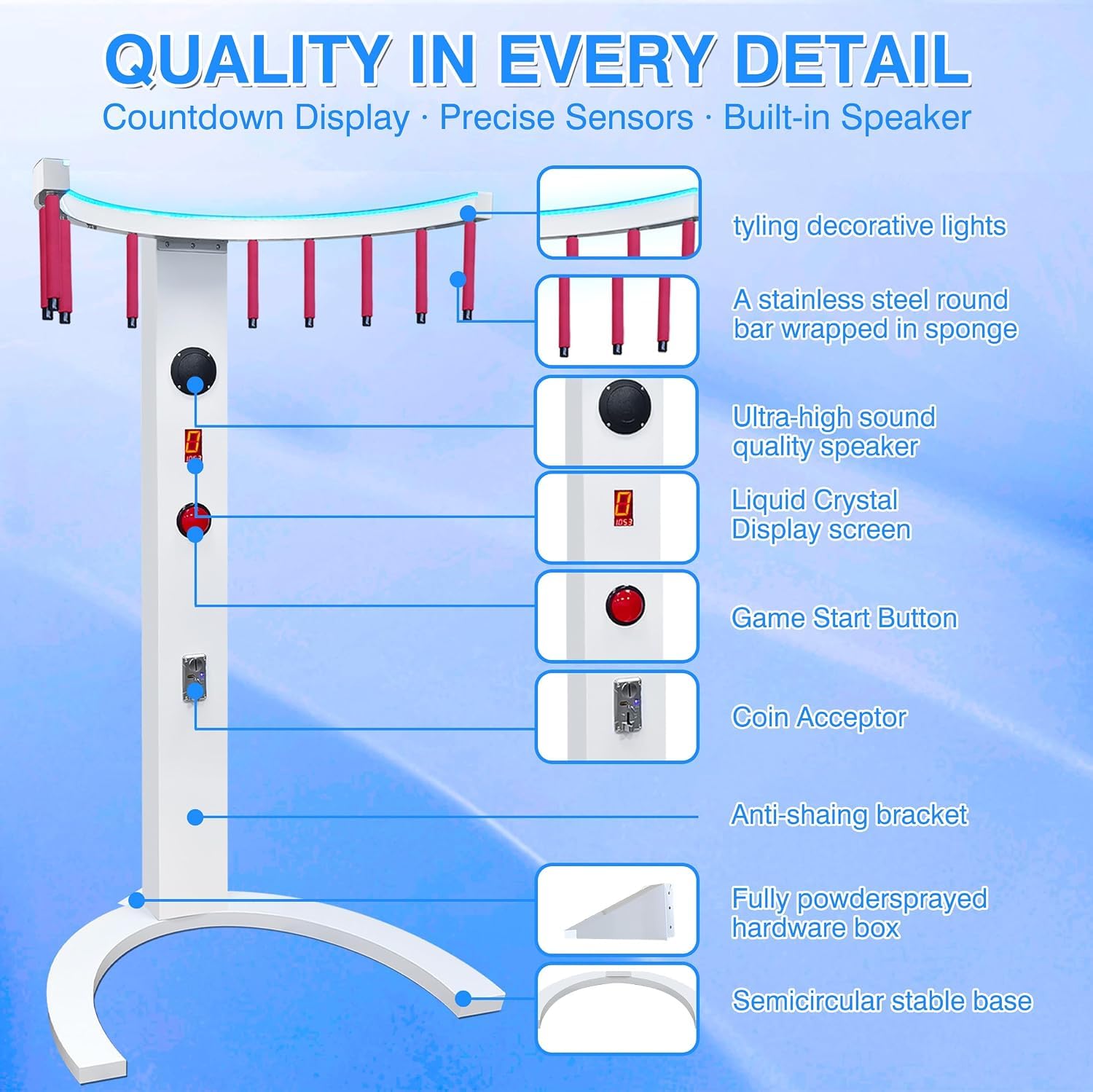 Juego De Reflejos con Joystick De Velocidad Ajustable, Máquina Recreativa para Entrenar La Coordinación Mano-Ojo, con Luces Led Y Reacción A La Música, Ideal para White