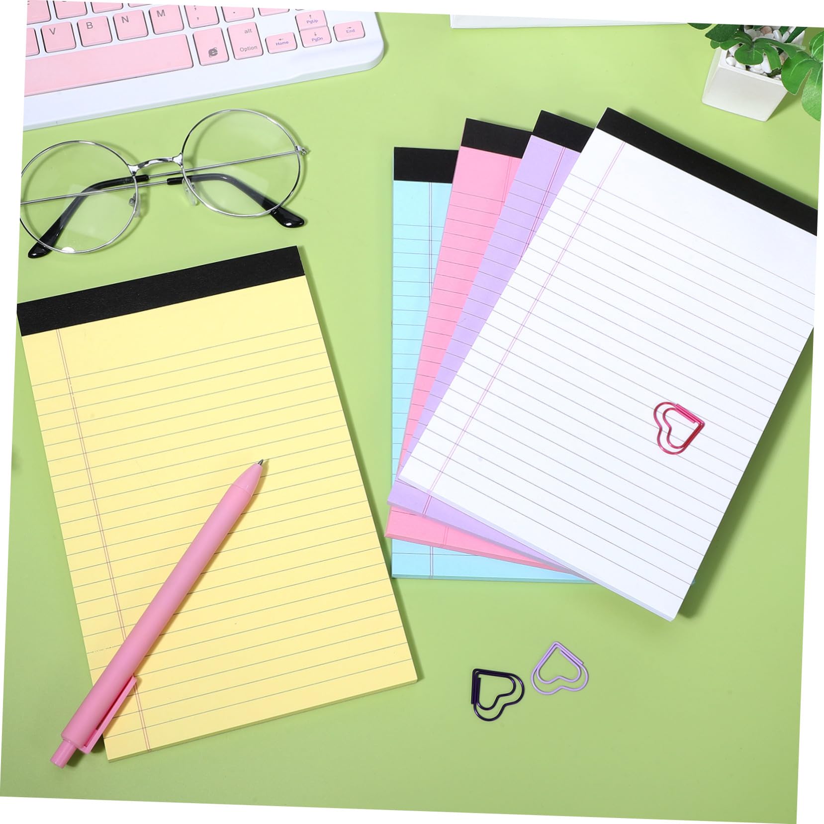Paquet De 10 Bloc-notes Colorés Lot de Carnet Petit Format Ligné Pages Détachables Faciles Papier Anti-traversée pour Prise de Notes Bureau et École Blanc Rouge Bleu Jaune