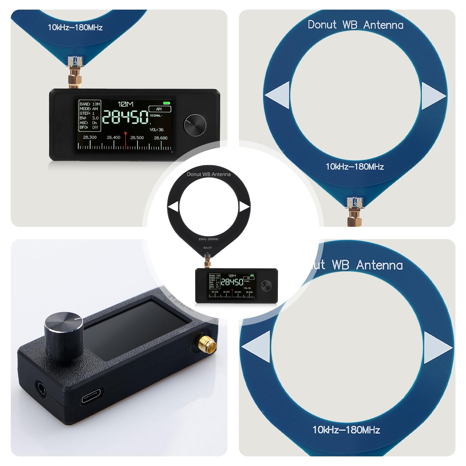 SI4732 Taschenradio 0.5-108MHz: Radio im Taschenformat mit 1,9" IPS Farbdisplay, Vollband-Empfänger für AM, FM, LSB, USB-Übertragung, 800MAh Akku (Blue-Ring)