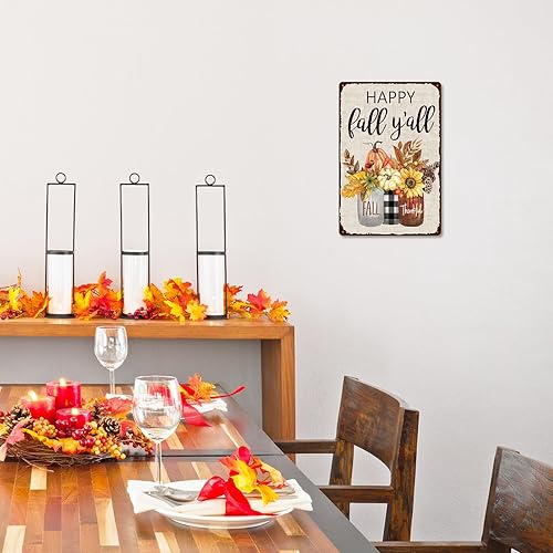 Miniatura 9 de Whaline Letrero de hojalata retro de invierno, tarro de metal con plantas, copo de nieve, decoración de pared, adornos de Navidad, letrero de placa