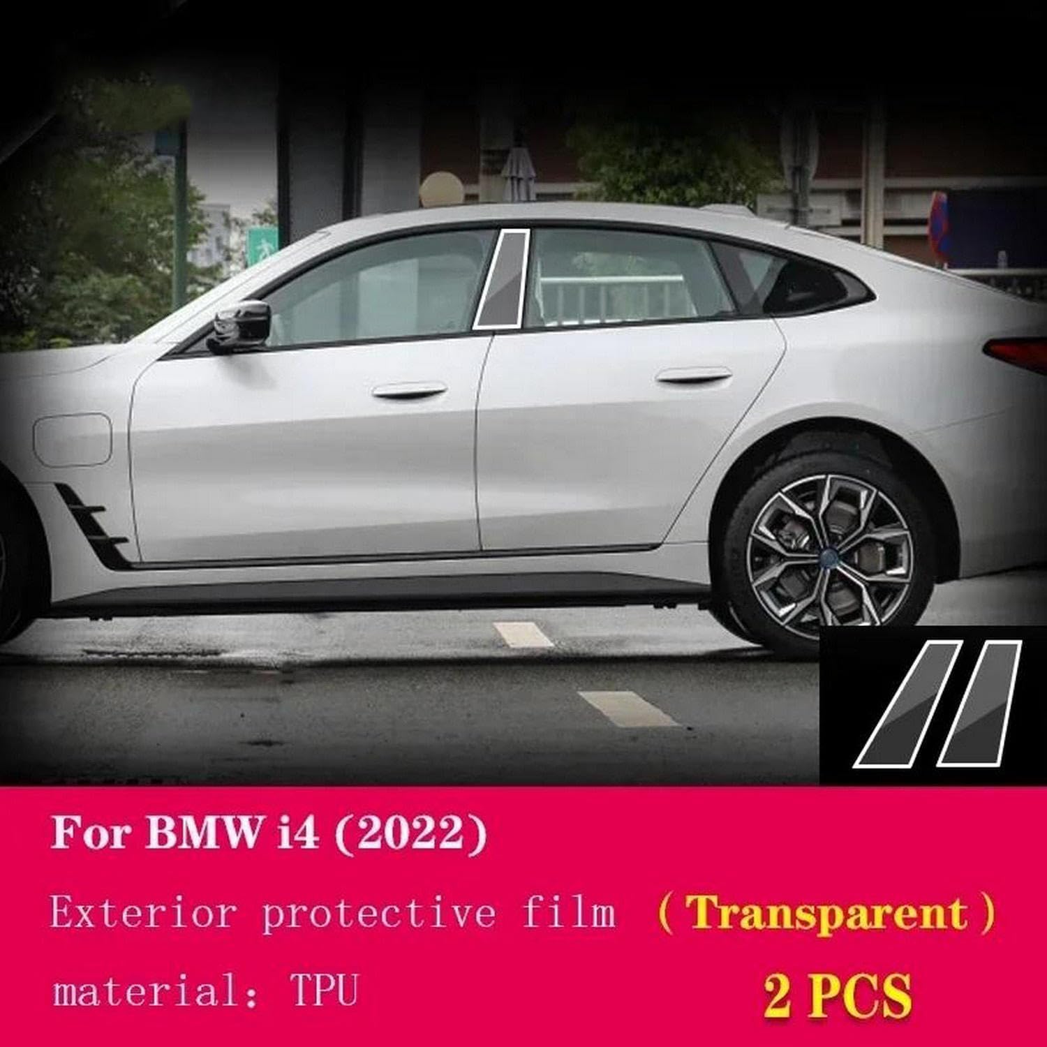 Car B/C Pillar Anti Scratch PPF/TPU Protective Film Transparent/Carbon Fiber Sticker refit，for BMW i4 2022-2024
