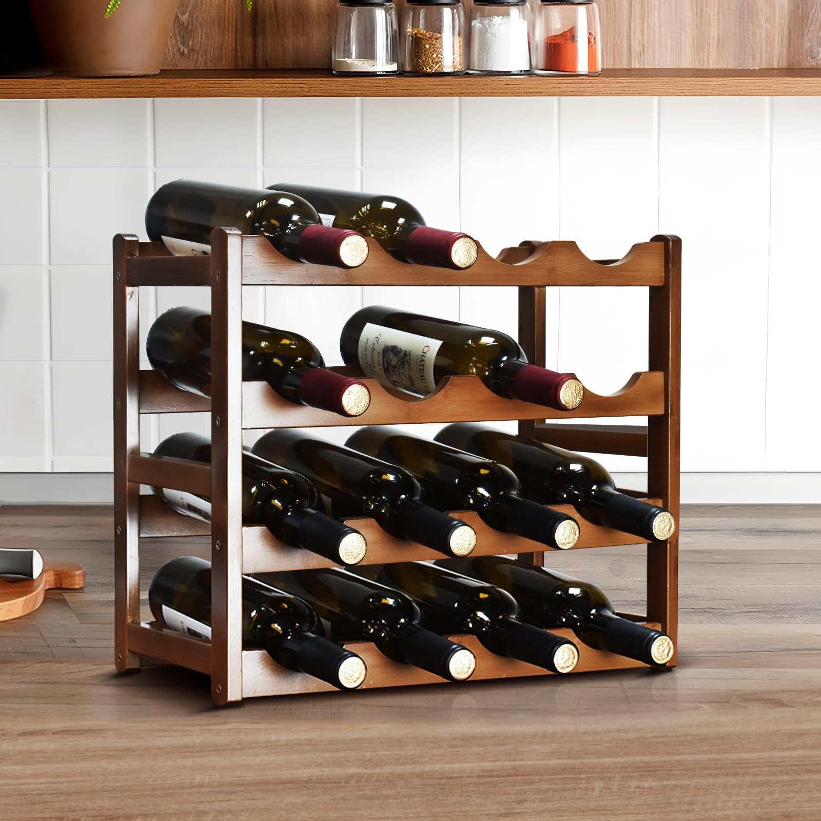 Torre Almacenamiento Vino Bambú 28 Botellas