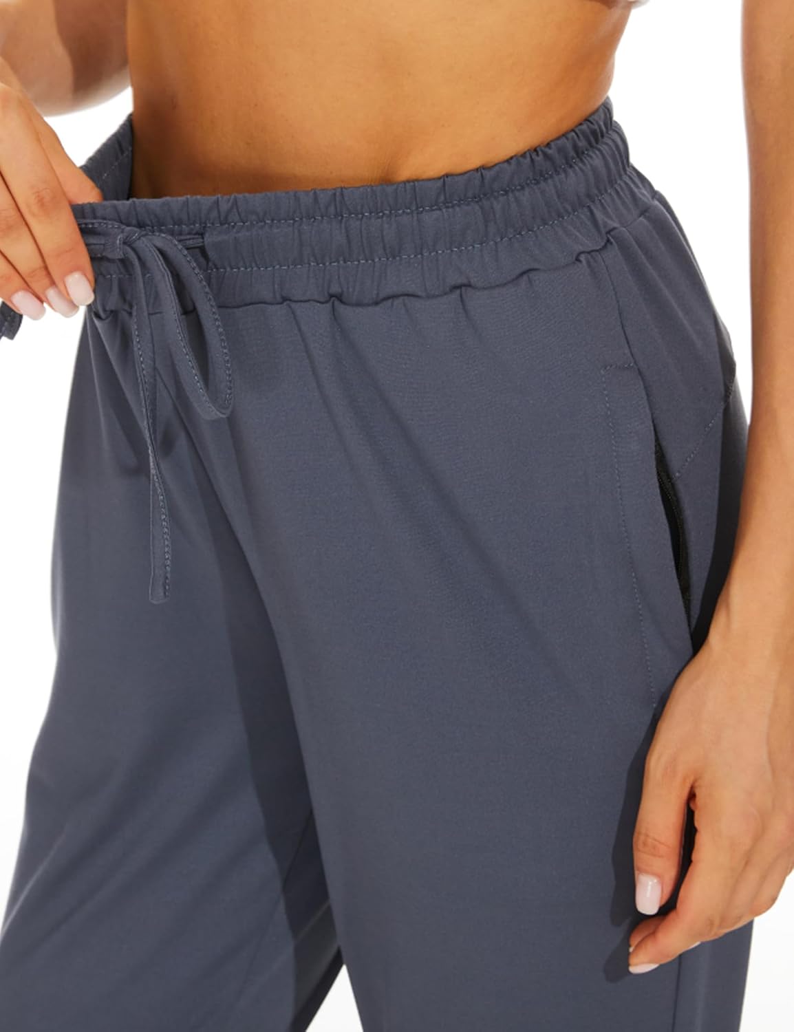 Women's Casual Pants with Zipper Pockets High Waist Lounge Sweatpants for Yoga Travel Hiking - Image 2