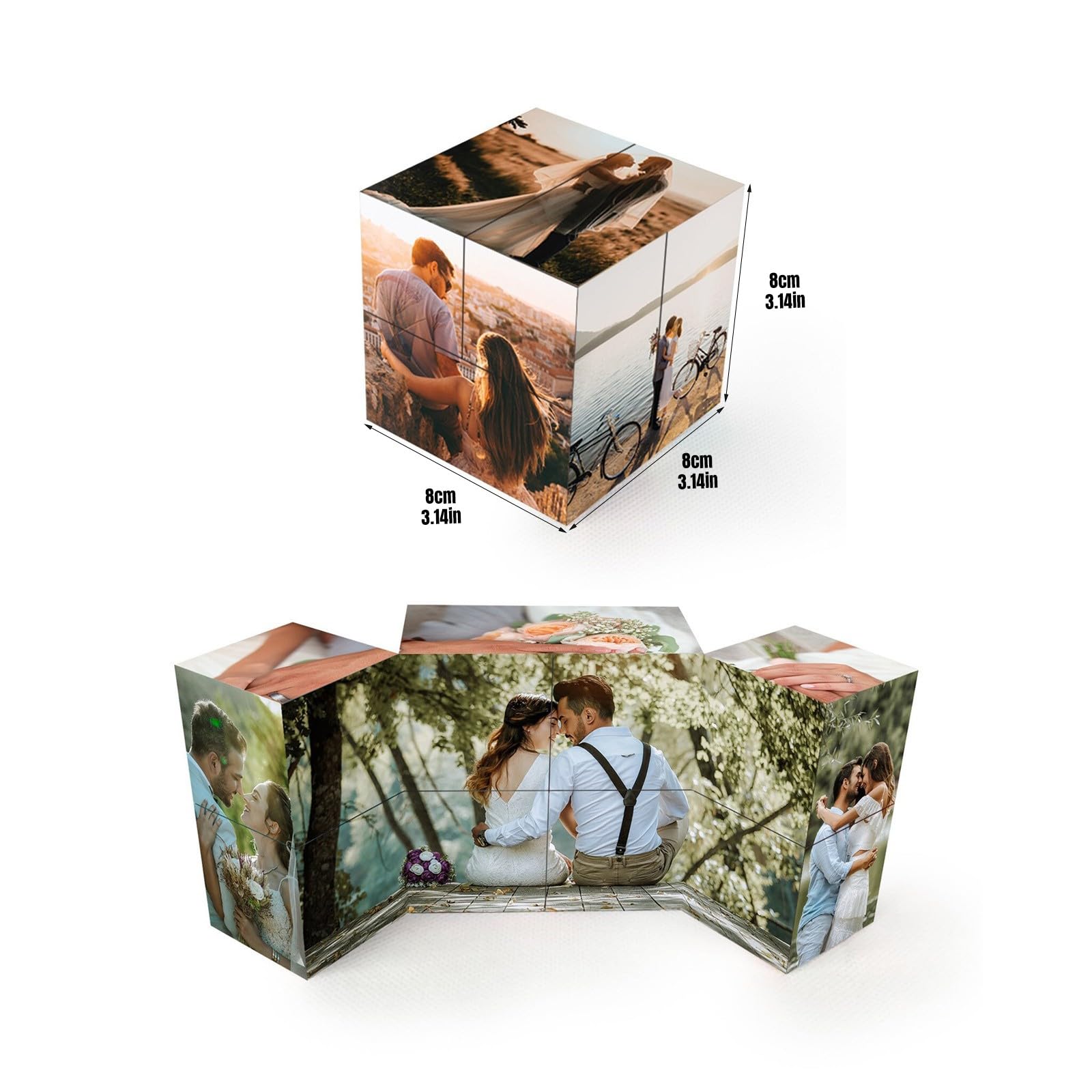 Generisch Personalisiert Infinity Cube Fotowürfel Foto Geschenk Geburtstag, Weihnachten, Personalisierte Geschenke für Kinder, Familie, Freunde