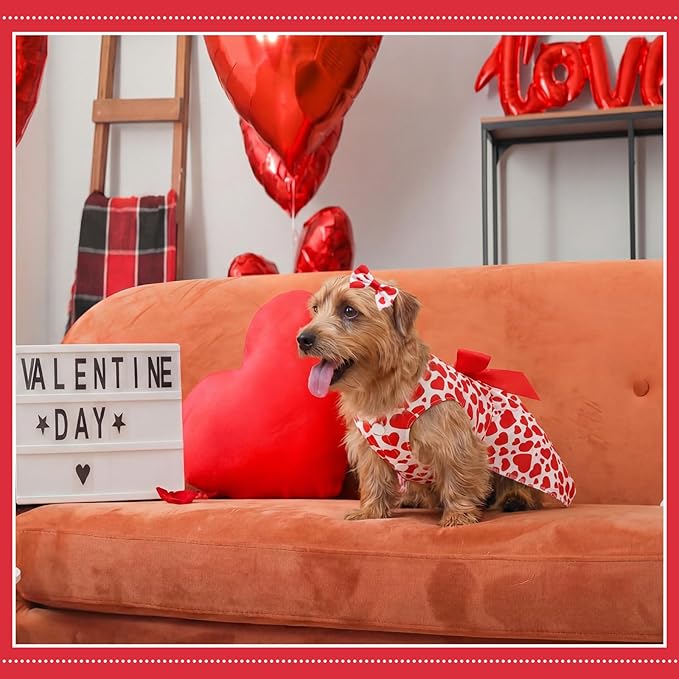 Abbylike 3 Set Vestido para Perro Pequeño Pascua San Patricio Día de San Valentín miniatura 7