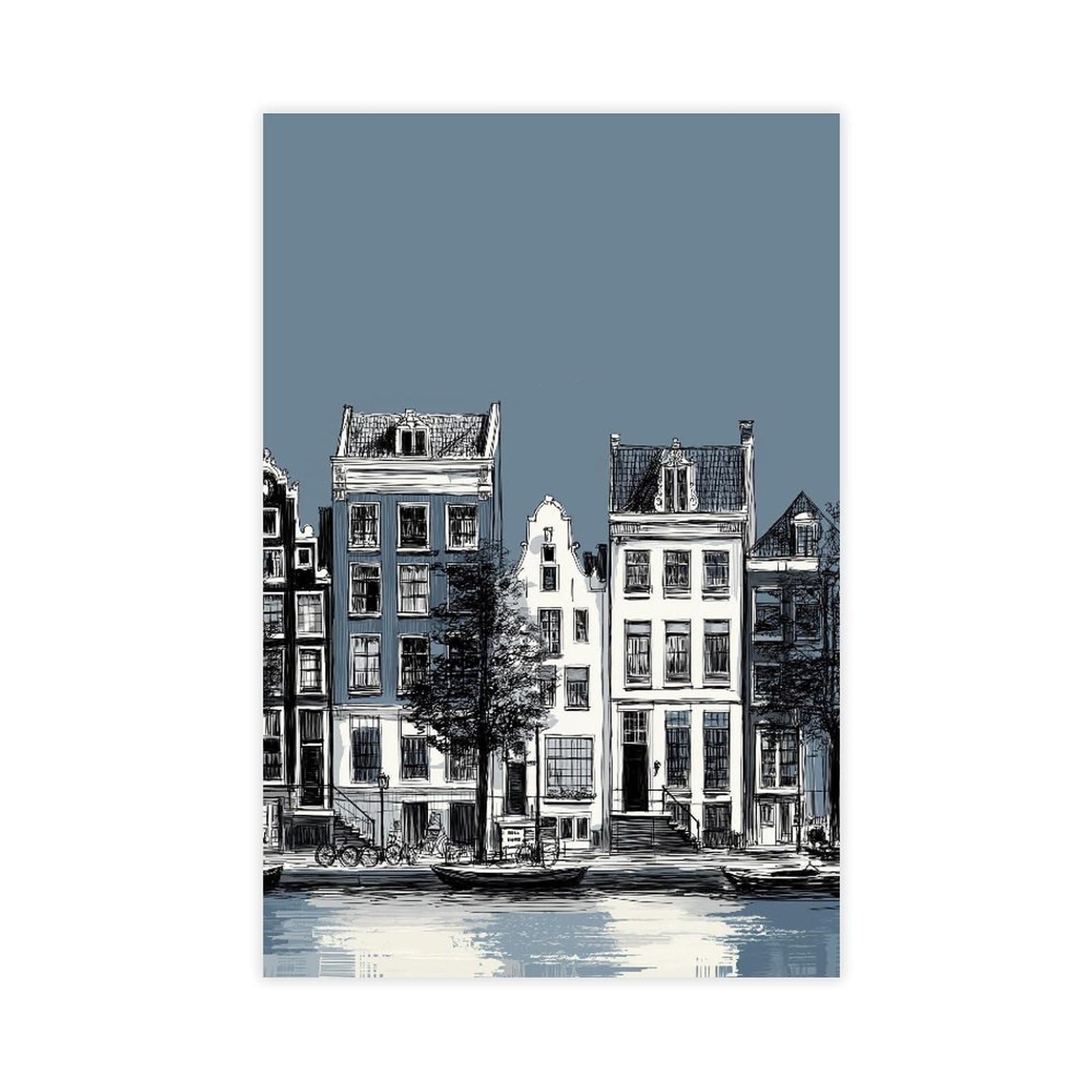 Amsterdam Canal Houses Poster Canvas Poster for Living Room Decor Gift