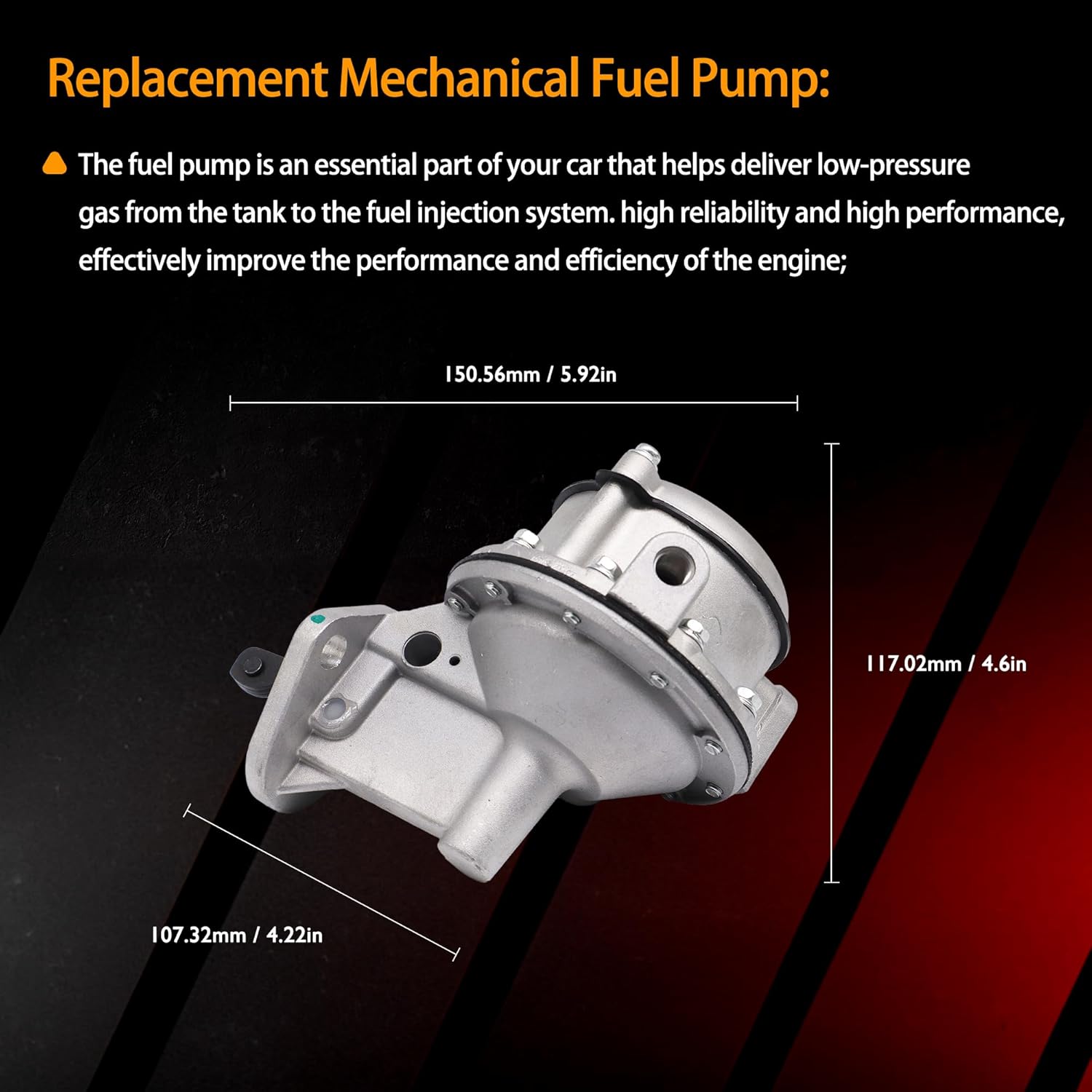 M3019 Mechanical Fuel Pump Fuel System Automotive Replacement Compatible with 1958 Cadillac DeVille Series 60 Fleetwood 1958 1959 1960 1961 1962