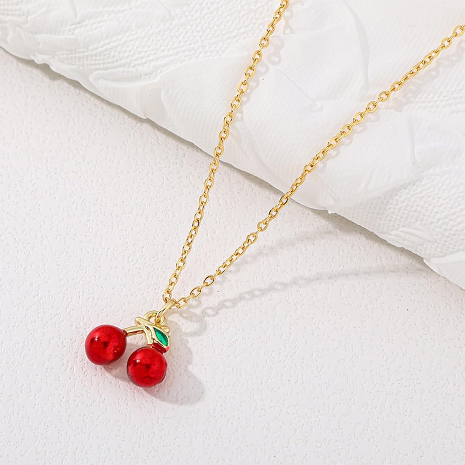Cherry Necklace Red Cherry Charm Jewelry with Adjustable Length Pearls Necklaces for Women Spring Fruit Pearl Necklace Summer Beach Jewelry - Image 5