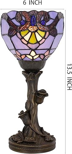 Miniatura 3 de Pequeña lámpara de Tiffany Mini lámpara de escritorio Lámpara de mesa de vidrieras W6H13.5 pulgadas barroco azul