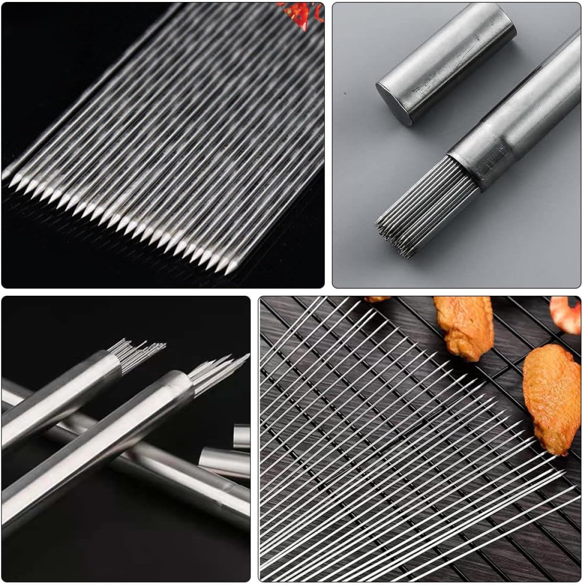 TOYANDONA 100pcs 304 Stainless Steel round Grilling Skewers Bbq Barbecue Sticks with 2.0mm Diameter and 35cm Length for Outdoor Picnic and Portable Barbecue Tools