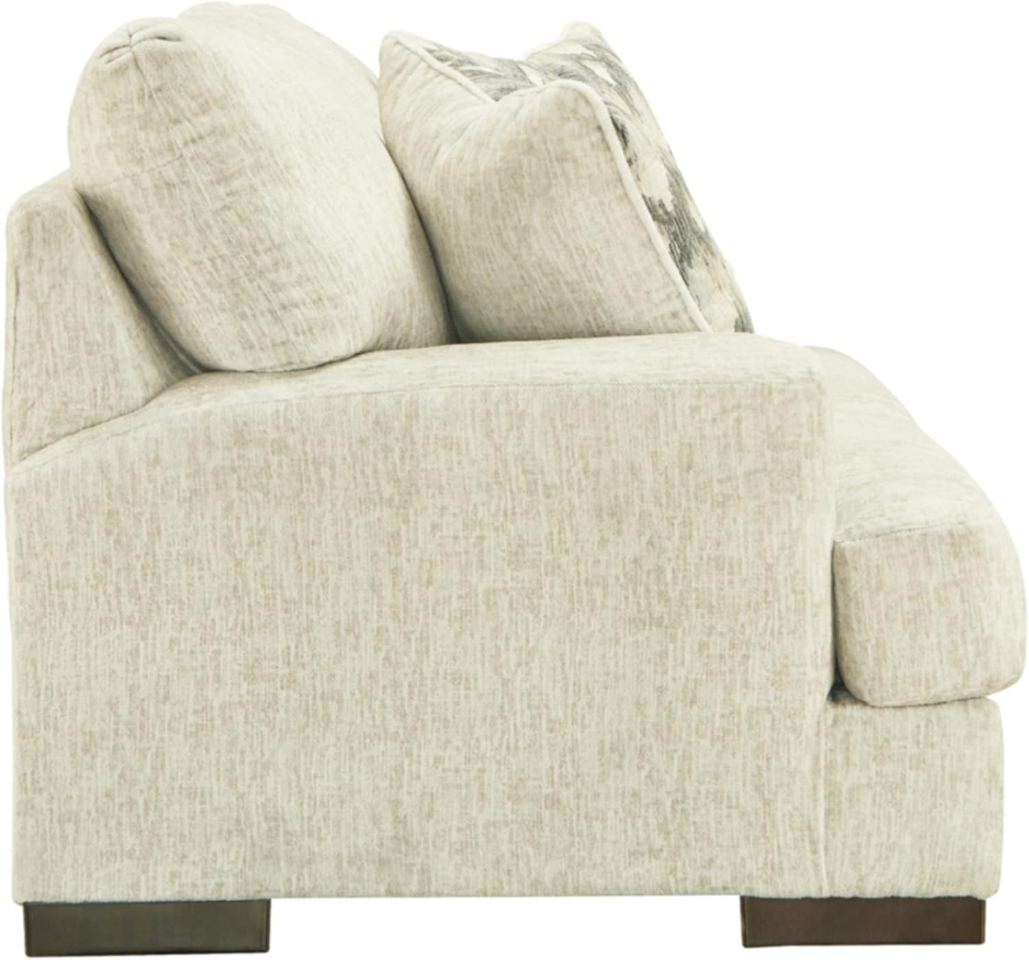 Beige Microfiber Track Arm Loveseat with Removable Cushions
