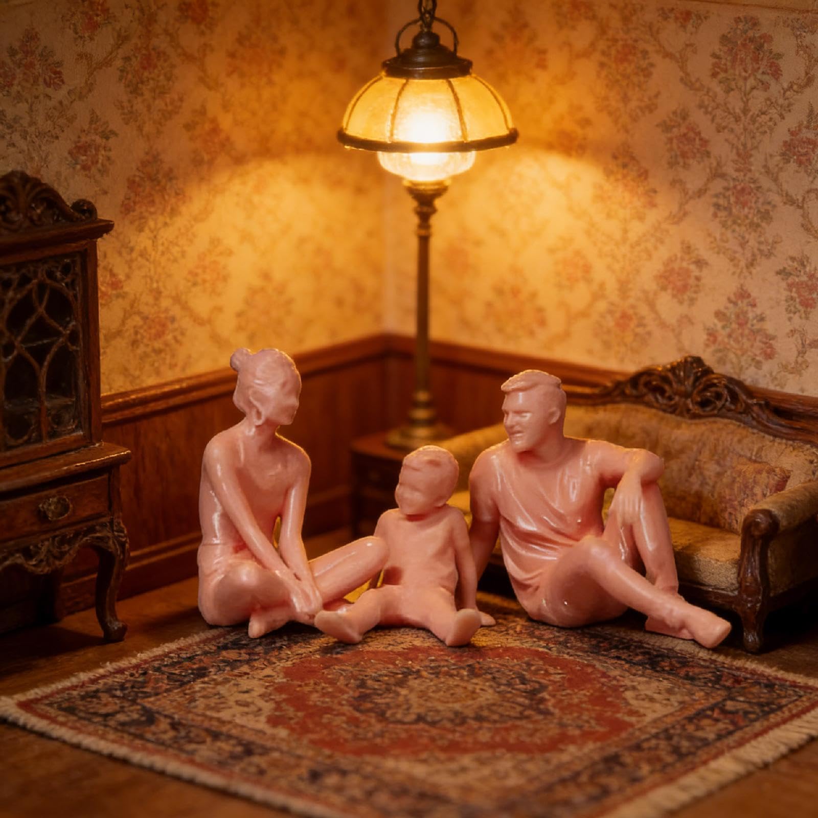 Famiglia di Tre Miniature di Statuette in Resina per Decorazioni paesaggistiche Micro, Regalo in Miniatura, sculture di Famiglia per Anniversario e, Style C