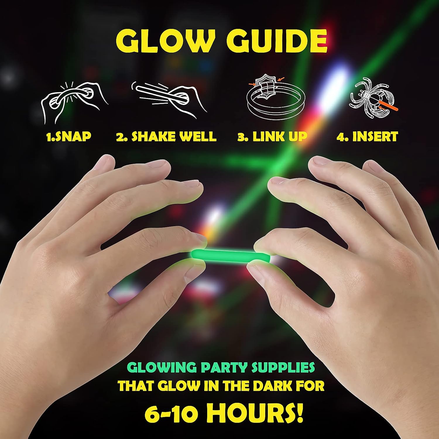 SpringFlower Halloween Party Favor Toy for Kids,35pcs Glow in The Dark Wearable Toy,20 Glow Sticks,5 Skeletons, 5 Spider Rings,5 Glow Bracelets for Halloween Trick or Treating Goodie/Miniatures/Prizes : Toys & Games