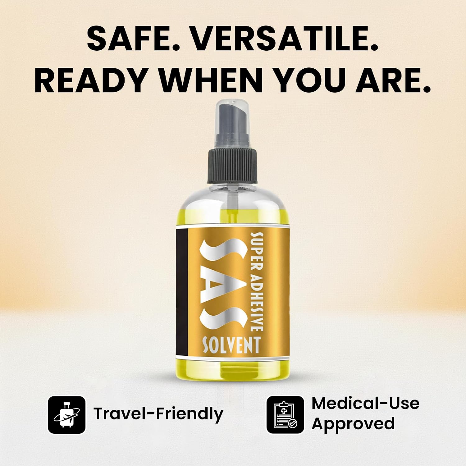 SAS Adhesive Residue Remover | Professional-Grade Cleaner for Wig & Hair Systems, Removes Wig Adhesive and Hair Glue for Wigs Residue, Gentle on Lace Glue for Wigs, Safe Non-Oily Formula | Made in USA