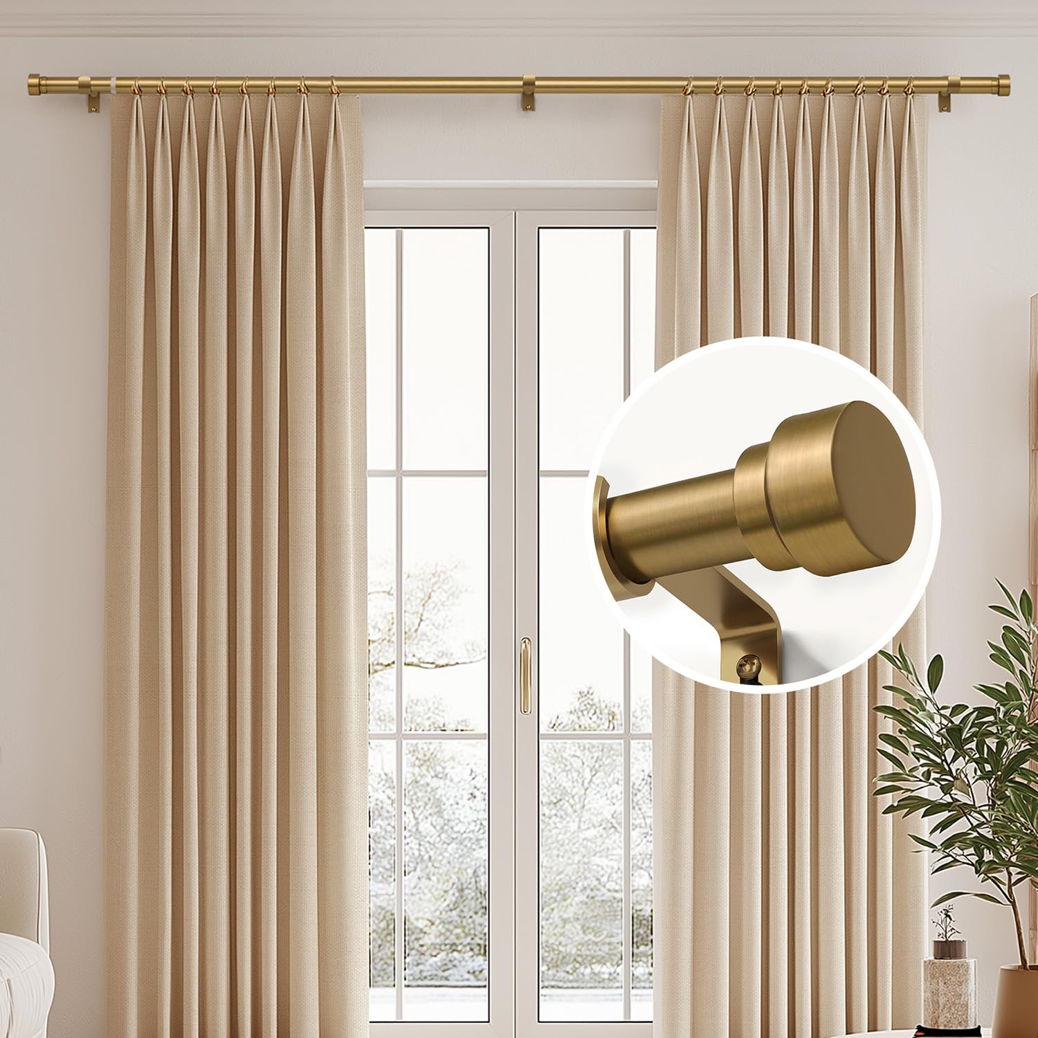 Asta per Tende Allungabile 80-218 cm Ottone 25 mm Soffitto Parete Metallo