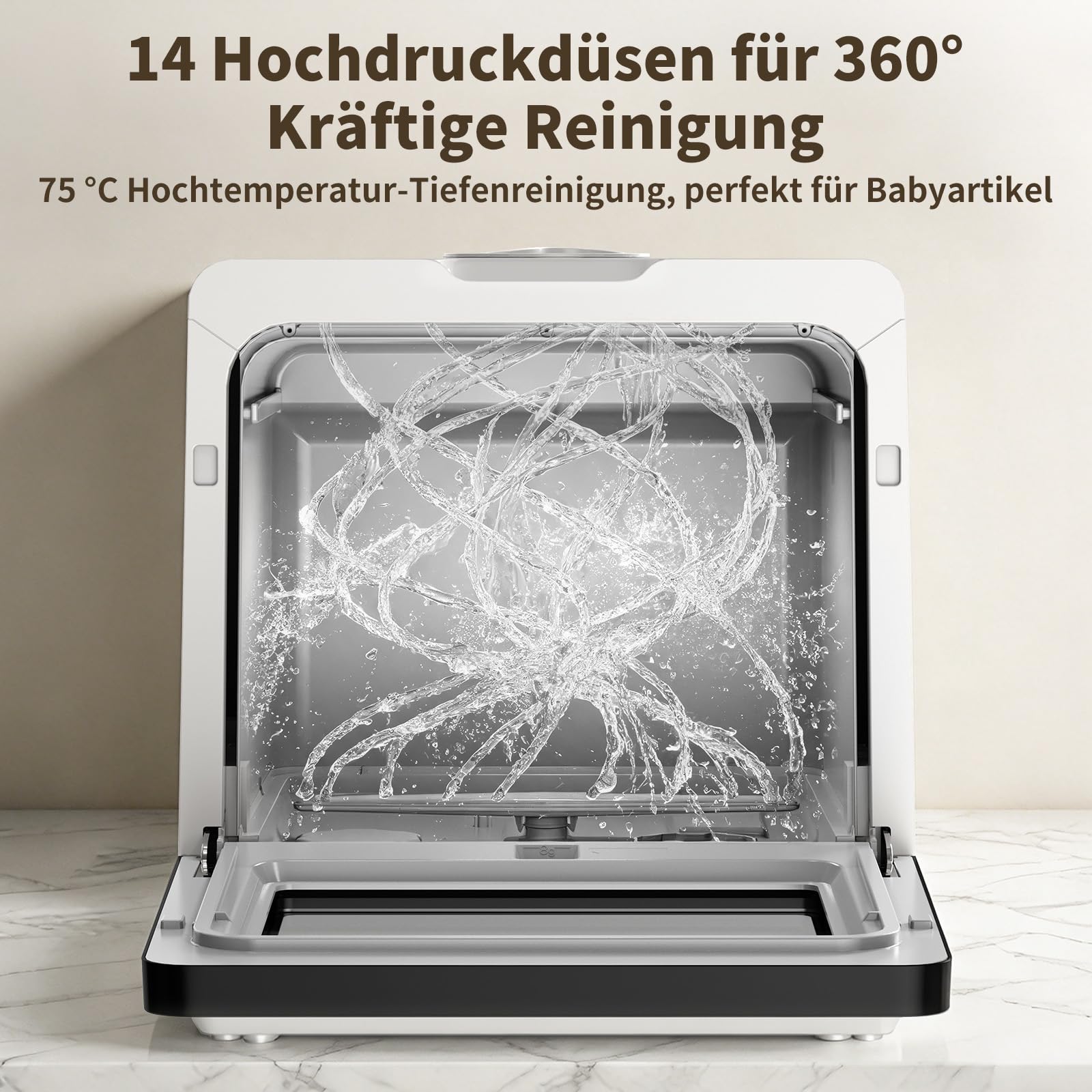 Tischgeschirrspüler Mini Geschirrspüler ohne Wasseranschluss 5L Wassertank Camping Single-Haushalt TDQR09A