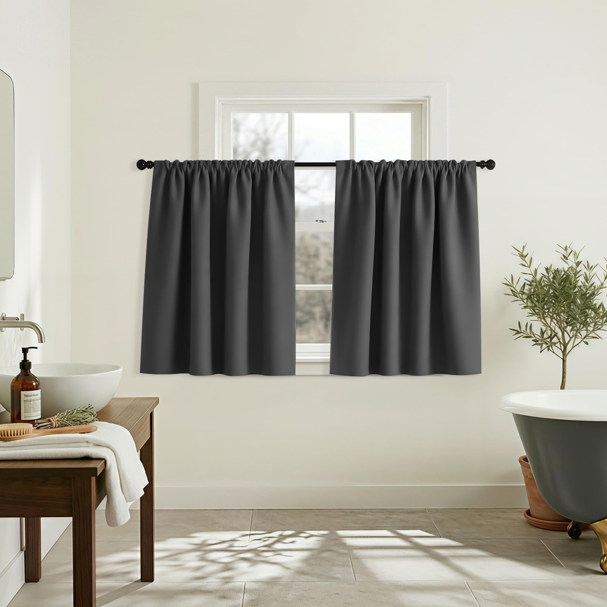 Mrs.Naturall Cortinas opacas pequeñas de 52 pulgadas de ancho para ventanas, cortinas térmicas cortas y anchas de 24 pulgadas para dormitorio, baño y caravana