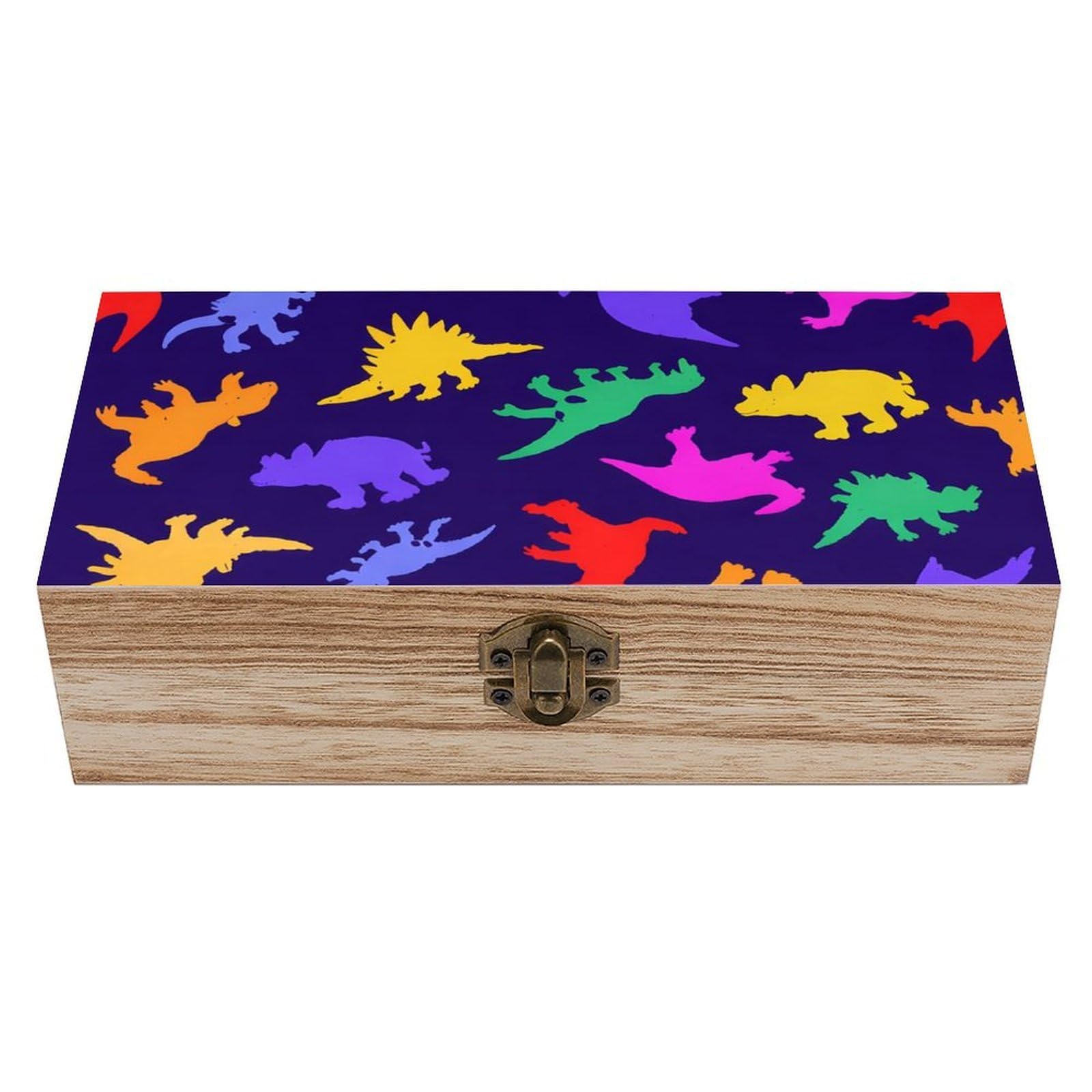 HLBSDM Colorful Dinosaurs Wooden Storage Box