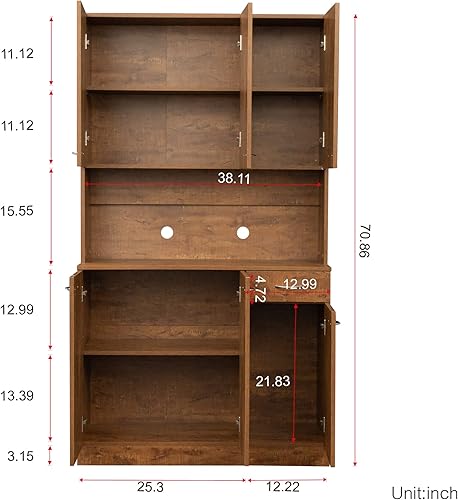 Miniatura 72 de LUMISOL Armario de despensa de cocina de granja de 67 pulgadas de alto, armario de bar de cocina con 4 puertas, 1 cajón y estantes de almacenamiento
