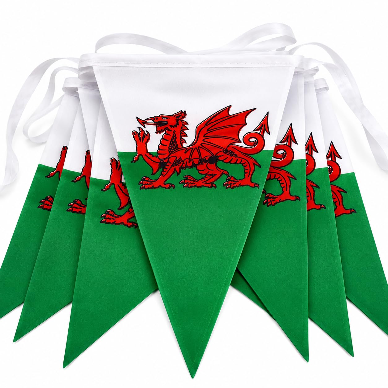 Wales Welsh Flag Triangle Bunting | 9 Metres or 29.5Ft Long | Indoor or Outdoor Use | Football Rugby Cricket