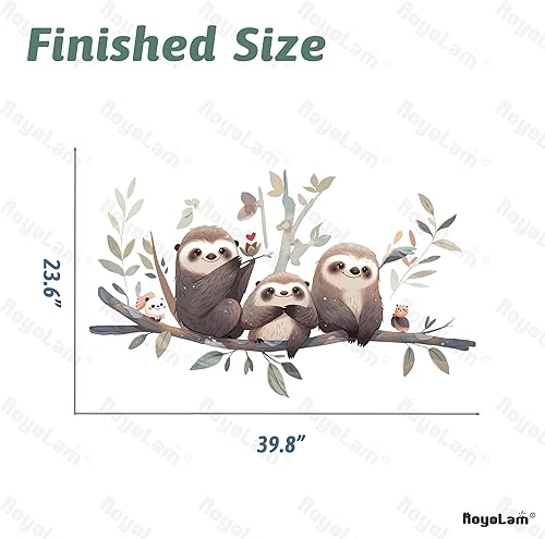 Miniatura 5 de Calcomanía de pared de tres perezosos en la rama, adorable calcomanía de pared de animales de guardería, extraíble, impermeable y fácil de despegar