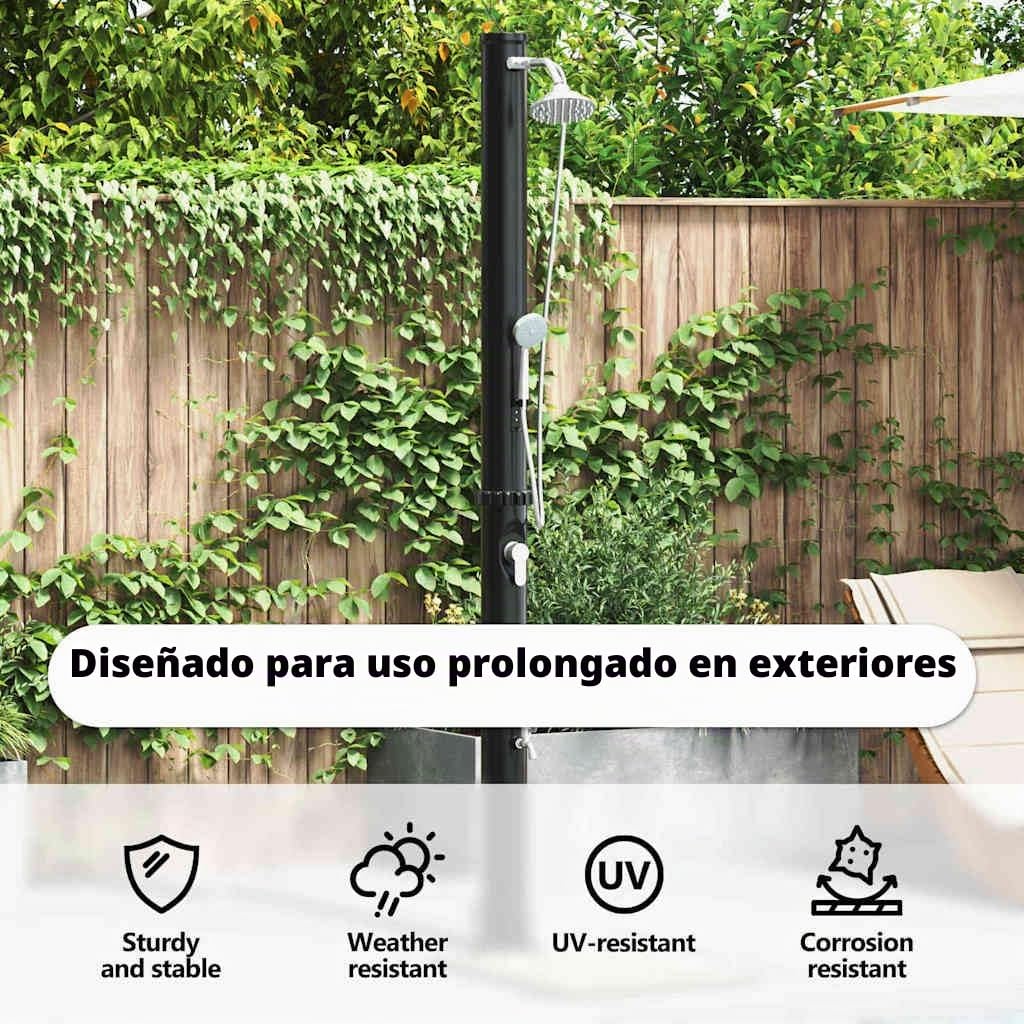 vidaXL Ducha Solar al Aire Libre 20 l PVC y Aluminio Negro