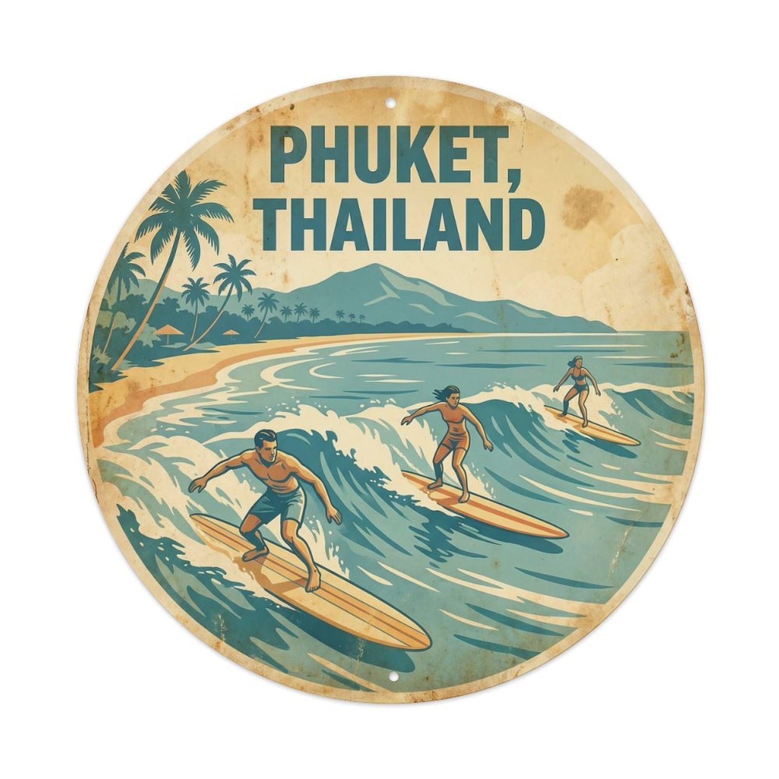 Phuket Kata Beach Surfing Island Adventure Paddle Sport Metal Tin Sign