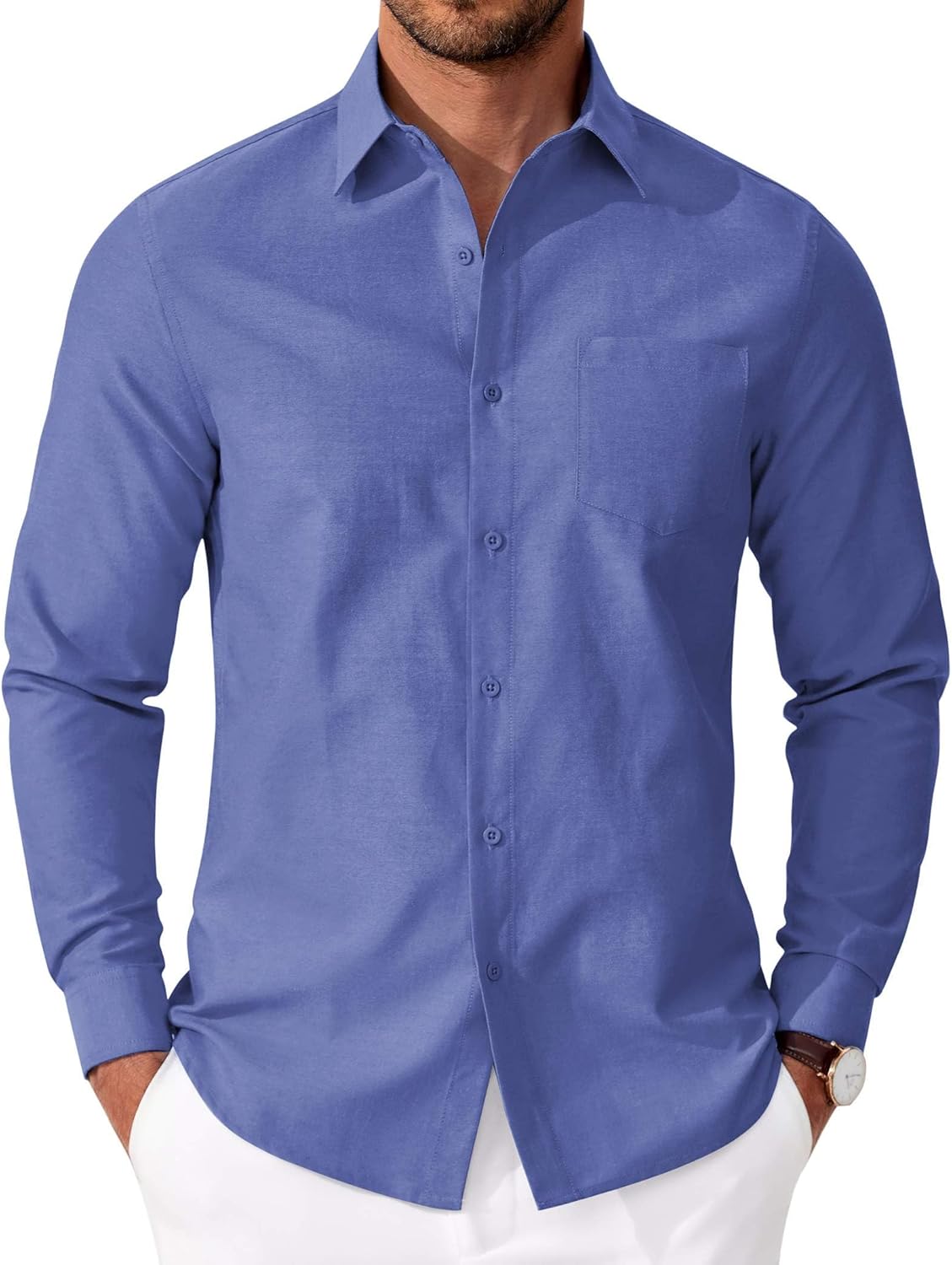 COOFANDY Mens Oxford Shirt Long Sleeve Casual Button Down Shirts Soild Dress Shirts with Pocket