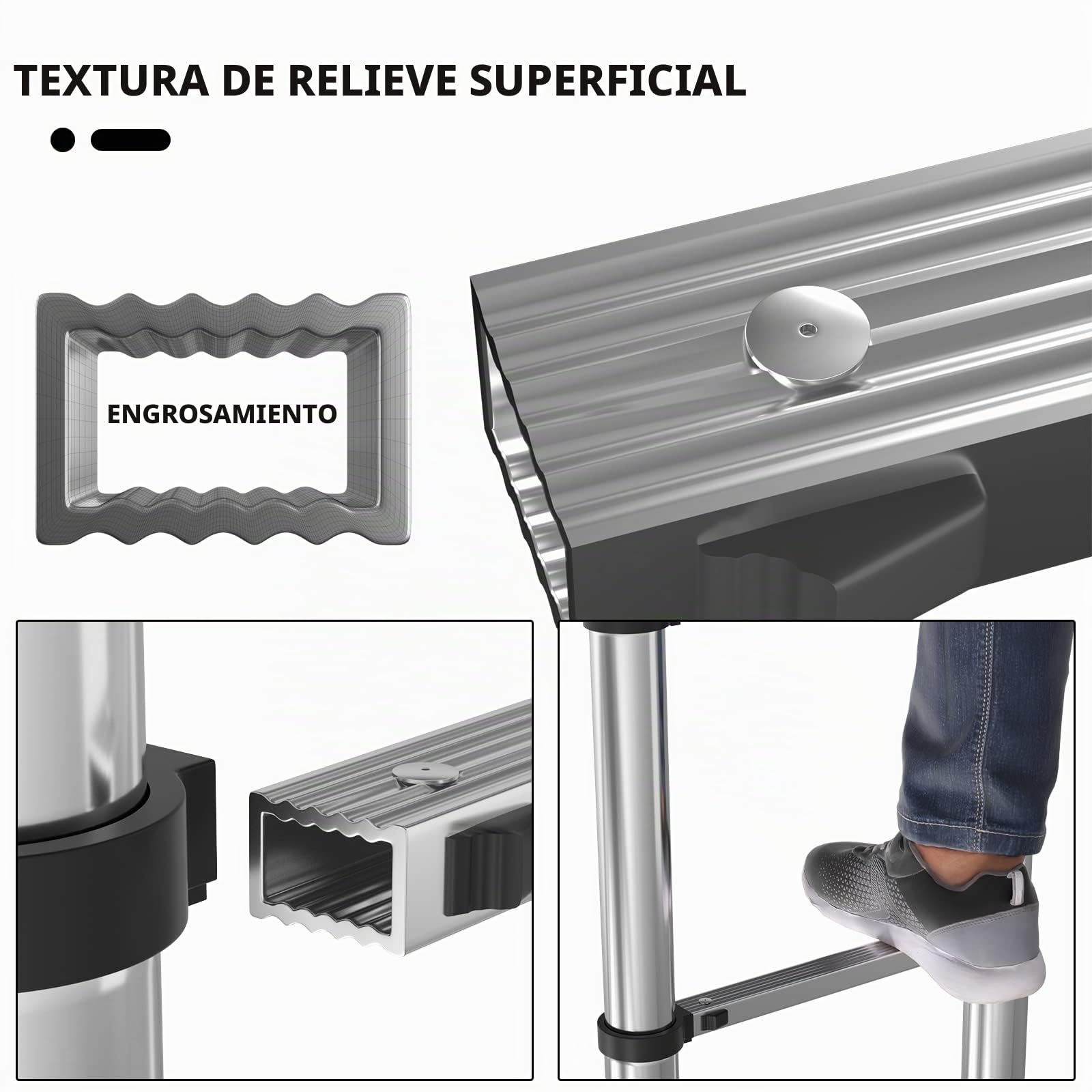 Escalera Telescópica con 2 Ganchos 5M/16.4FT Calera Extensible Multiusos para el Ático Escalera Plegable Portátil, 11 Peldaños, Carga Máxima 150kg, EN131
