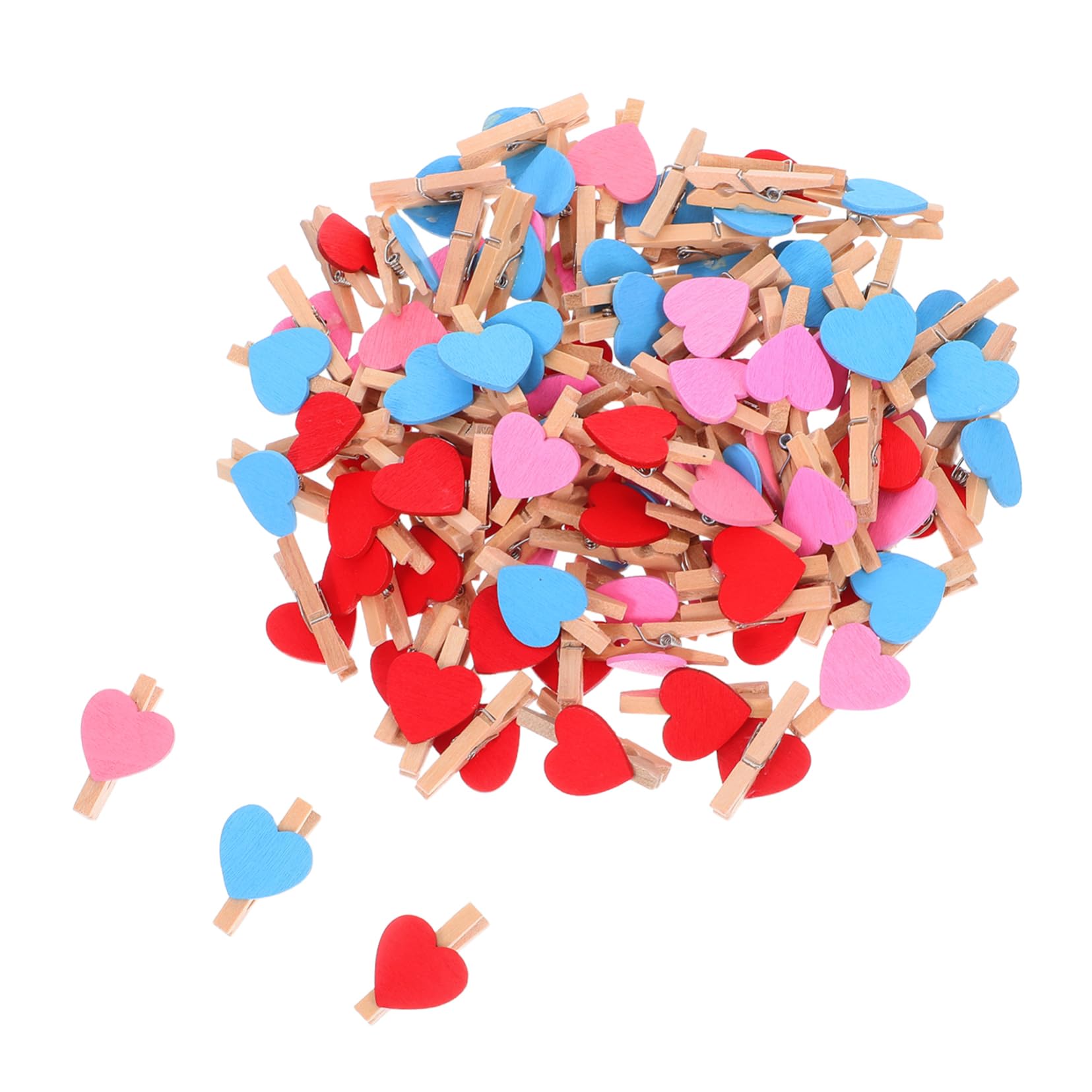 Ciieeo 90pcs Heart Shaped Wooden Clips for Photo Display Decorative Mini for Seasonal Decor Art Crafting and Picture Walls