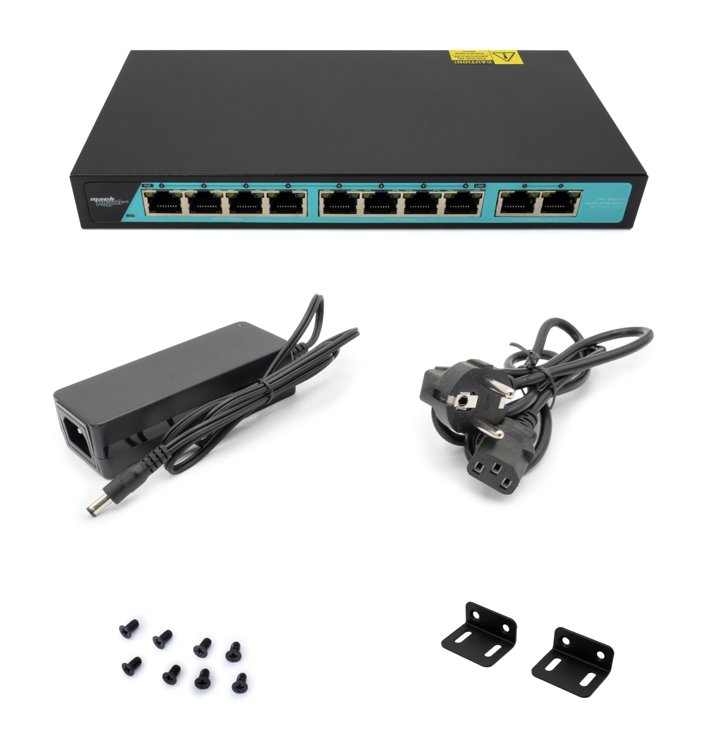 Switch 8 Porte Gigabit PoE + 2 Uplink Gigabit, Potenza Totale 120W, Funzione VLAN, Plug & Play, Ideale per Videosorveglianza e Reti Aziendali (SW-UG8P2LV-059)
