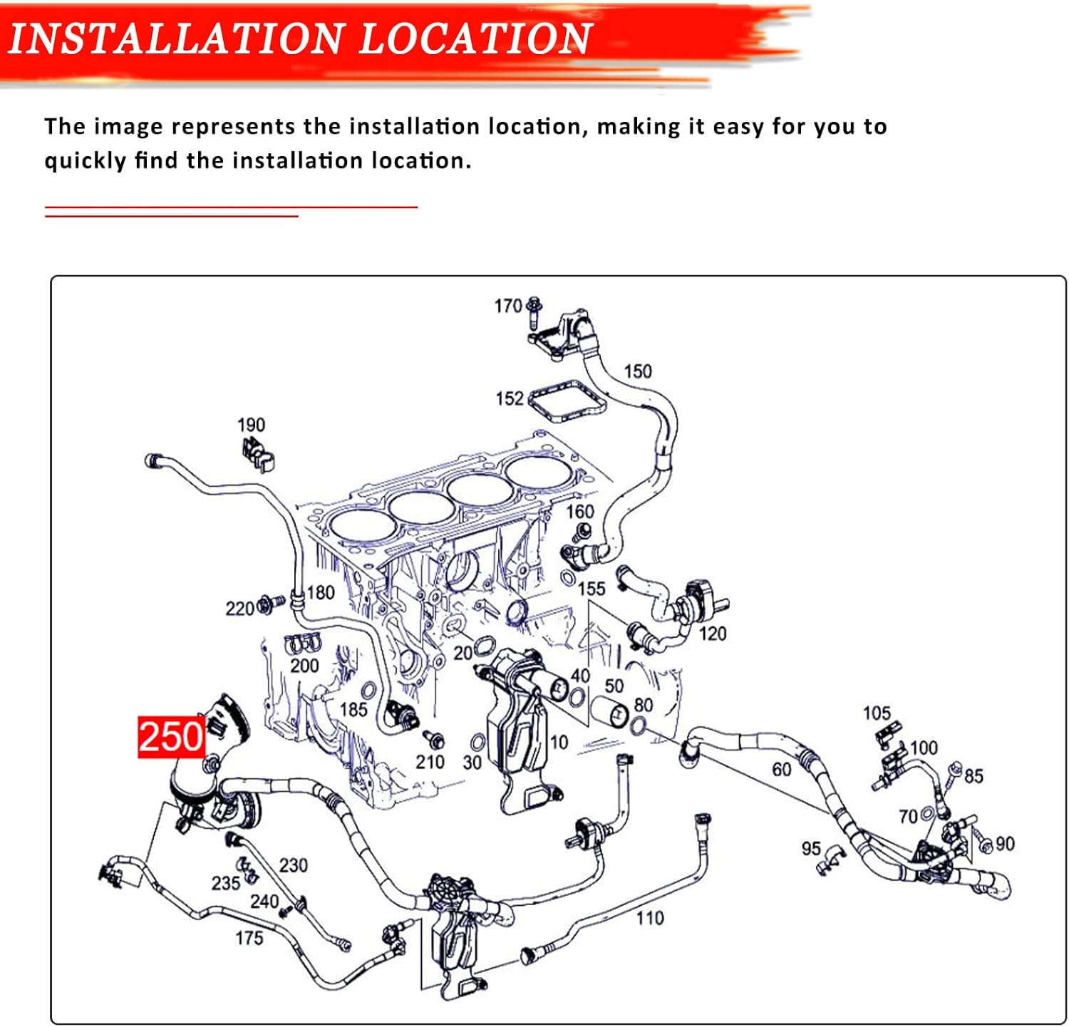 2740905700 Intake Manifold Line Crankcase Breather Blement for Mercedes Benz CLS260 C200 C300 E200 E260 E300 GLC200 GLC260 GLC300 SLC200 SLC300 X218 C218 S205 C205 W213 A207 C207 C238 C253