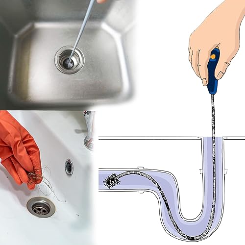 Miniatura 4 de DESIN Cepillo de drenaje extra flexible, limpiador de nailon de doble extremo tubo de manguera elástica de 48 pulgadas